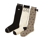 [ソミラ] SOMILA ハイソックス ガールズ 靴下 3足セット 蝶結び 可愛い 黒/白/灰 S