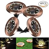 【改良版】Hombasis 埋め込み式ソーラーライト　銅　4個セット32LED　防水ライト　防犯ライト　ソーラー充電式夜間自動点灯　屋外照明　ガーデン、庭、芝生、公園に適用アウトドア用ライト (ホワイ