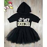 Liebeye フード付きスカート　おしゃれ　女の子　半袖　ふわふわ糸　プリンセスドレス　ブラック 120cm