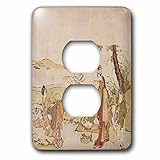 3dRose lsp_204000_6 Print Of Woodcut Vintage Painting Mushroom Harvesting - 2 Plug Outlet Cover [並行輸