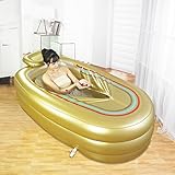 AMOS エアーポンプ付きインフレータブルバスタブ大人ポータブル折りたたみ式PVCプラスチックチューブ ( 色 : ゴールド )