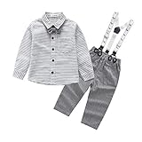 Tovadoo 子供服 ベビー服 男の子 トップス+サロペット フォーマル 長袖 秋冬 縞模様 ファッション 保育園 発表会 パーティー