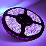 防水規格ip65、UV /紫外線ブラックライト12 V 24ワット3528防水LEDストリップライト、16.4 Ft / 5 m切断可能なLEDライトストリップ、LED Blacklightテープ パ