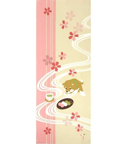 Amazon｜濱文様 絵てぬぐい 舞桜と豆柴｜フェイスタオル - ホーム