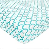TL Care Heavenly Soft Chenille Crib Sheet, Aqua Sea Wave, 28 x 52 by TL Care