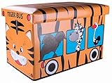 Premium Safari Tiger Bus Collapsible Toy Storage Box and Closet Organizer for Kids - Cushion Top [並行