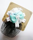 オリジナル ハンドメイド ブルーバレリーナ ホワイトフラワー リボン パール ローズ ラインストーン　 バレッタネット No.77