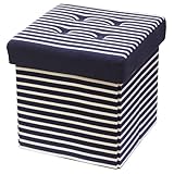 ストレージ ボックス スツール 幅34×奥行き34×高さ33cm ストライプ マリン