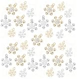 [siawadeky] クリスマス チャーム 雪の結晶 40個セット 2つサイズ ゴールド シルバー 雪の華 キラキラ 冬 アクセサリーパーツ ペンダント イヤリング飾り ブレックレス ジュエリー ハンドメイド DIY 手芸材料