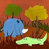 Green Leaf Art Rino and Crocodile Canvas Art [並行輸入品]