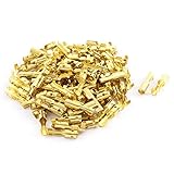 uxcell　端子 メス圧着端子　非断熱　ワイヤーコネクタ　ゴールドトーン　4mm　100個入り