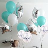 16個のパック18インチSliverスターホイルバルーンTiffanブルー透明紙吹雪ラテックスヘリウムBallloonsのウェディング誕生日装飾用品ベビーシャワー