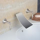 Hiendure ブラス真鍮 ニッケル 3つの穴 用壁付け混合水栓 洗面所用水栓