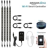 スマートLED安全照明キット4、作業with Alexa、Appコントロール、調光機能付きガン、5000 Kデイライト、forキャビネット下、安全、ロッカー、クローゼット、シェルフ、ショーケース