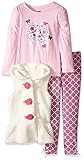 Kids Headquarters Little Girls' Toddler 3 Piece Sherpa Vest Pants Set Cream 3T [並行輸入品]
