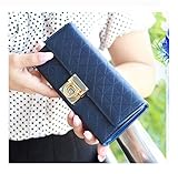 シンプルなファッショナブルなチェック柄の女性の財布 (濃紺)