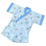 ベビー男の子　ガーゼ甚平 飛行機 水色 80cm
