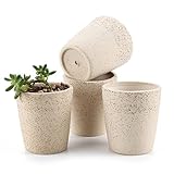 T4U 8.2CM 粘土 ミニ植木鉢 ラウンドカップシェイプ 多肉植物 サボテン鉢 フラワーポット プランター容器　クリーム色 4個入り