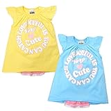 (サックス/95cm) ベビー服 女の子 Tシャツ 半袖 チュールレース使い テールカット ロゴプリント スナップボタン 女児 ベビー