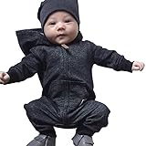 Domybest カバーオール ベビー服 寝具 長袖 フード付き 男の子 0-18ヶ月 ブラック 強い弾力性 柔らかく快適 出産祝い 百日記念 お祝いギフト 誕生日