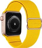 OXWALLEN バンド アップルウォッチ バンド スポーツバンド 交換ベルト 軽量 伸縮ソフト ストレッチ ナイロン ブレスレット バンド ウルトラ 49mm 45mm 42mm 44mm iWatch SE Series 8/7/6/5/4/3対応 Apple Watch 8/7対応,Yellow
