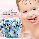 Ligangam ベビー スイムパンツ 防水 スイミングパンツ 水遊び スイミングスクールに 再利用可能なスイム布おむつ 1枚 柔らかい 通気(ブルーのサルさん)