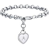 CaleesLLC Letter A to Z Initial Charm Bracelet Adjustable Stainless Steel Anklet Personalized Wrist Link for Women and Teen G