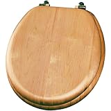 Mayfair 9601BR 418 Natural Reflections Wood Veneer Toilet Seat with Brass Hinges, Round, Maple by Ma
