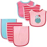 Hudson Baby 6 Piece Bib and Burp Cloth Set (Pink Owl) by Hudson Baby