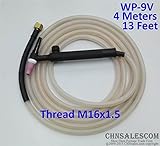 CHNsalescom WP - 9Vティグ溶接トーチシリカゲルホース4メートルスーパーソフトと柔軟なM16x1.5