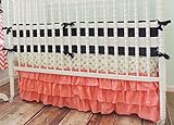 Tushies and Tantrums Boutique Crib Set, Navy Blue/Coral/Gold by Tushies and Tantrums