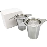 茶漉し４個セット（2個入/箱×2箱）茶こし ティーストレーナー 茶葉濾過 ステンレス製 双持ち手と蓋がある 深型 超微細フィルター 耐熱性