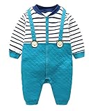 (ラボーグ) La Vogue ベビー服 ロンパース キッズ 男の子 女の子 カバーオール ジャンプスーツ 赤ちゃん 新生児 コットン 子供 アウターウェア 秋冬 ブルー 73cm