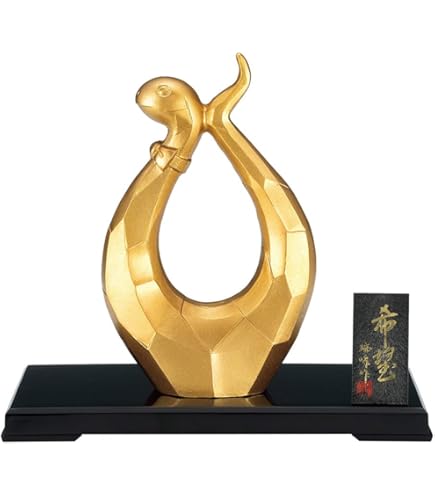 干支の置物亥（猪)環水作飛翔金色