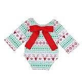 最新赤ちゃんガールズクリスマスOutfit Clothes Bowロンパースジャンプスーツ 100 FreshZone