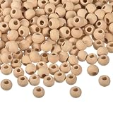 uxcell 300個 ウッドビーズ 8mm x 3 mm 天然木スペーサービーズ 大きな穴のある丸い木製ビーズ DIYクラフト 宝石作りのブレスレット用