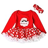 Tovadoo ワンピース+ヘアバンド ローンパス 2点セット 子供服 女の子 クリスマス衣装 水玉模様 サンタ柄 プリンセス 可愛い おしゃれ クリスマスイブ クリスマスパーティー 3-18ヶ月