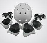 HORIZON 軽量 自転車 用 ヘルメット【S】＋キッズ プロテクター サイクリング スケート ジュニア 子供用 (グレー)