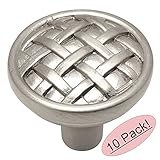 Cosmas ® 7065snサテンニッケルBraidedキャビネットハードウェアラウンドノブ – 1 – 3 / 8 "直径 – 10パック