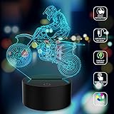 ノベルティ3d Illusion Lamps MTBモトクロスバイクLEDナイトライトUSB 7色センサーデスクランプのアウトドアスポーツLoverコレクションギフト