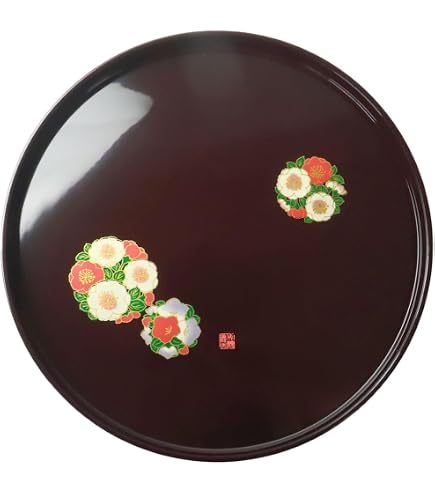 Amazon｜紀州漆器 天然木製30cm丸盆 紀州根来塗｜トレイ・盆