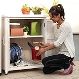 【完成品＋開梱設置サービス付き】 木製 収納庫 物置 ウッドストッカー 〔幅80.5×高さ92cm〕 ホワイト