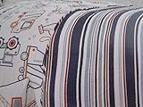 Red Truck Stripe Construction Vehicle Reversible Quilt and Sham Set Twin [並行輸入品]