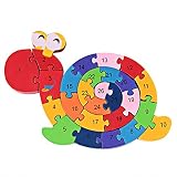 WONZOM 積み木 パズル 26ピース 知育 玩具 幼児 子供 教育 教材 木のおもちゃ ブロック パズル 木製 はめこみ カタツムリ