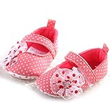 ベビーシューズ　女の子　靴　赤ちゃん　シューズ　レース花　ドット　可愛い　軽い　快適　歩行練習 (L, スイカレッド)
