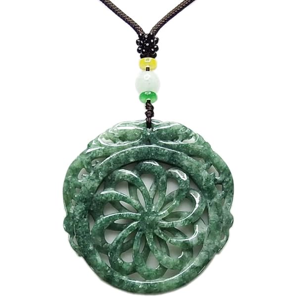 Amazon.co.jp: [石街] 龍鳳呈祥 八卦 本翡翠 ジェダイト ペンダント