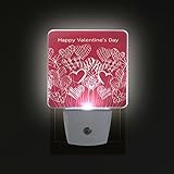 Alaza LED Night Light withスマートDusk to Dawnセンサー、Happy Valentines Dayハートプラグin Night Light Great Forベッド