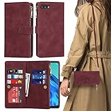 iPhone7 plus ケース / iPhone8 plus ケース 手帳型 ショルダー クロスボディ iPhone 7 plus iPhone 8 plus 手帳型 カバー iPhone7plus iPhone8plus 通用 アイフォン7plus アイフォン8plus ケース アイフォン 7plus 8plus アイフォン7プラス アイフォン8プラス アイホン 8プラス 7プラス 適用 case 【iCoverCase】 ストラップホール付き カード収納 バッグ マグネット 留め具 肩がけ 首掛け 斜め掛け カードケース ファスナー型 ストラップ付き カバー ショルダーケース クロスボディケース カード入れ スマホケース 携帯カバー ワインレッド