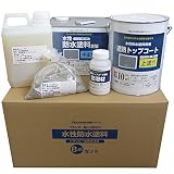 アトムハウスペイント 水性防水塗料 8㎡セット 中塗り:グレー (コンクリート・モルタル・砂付きルーフィング素地用)