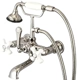 水Creationヴィンテージクラシック7-inch Spread壁マウント蛇口、壁コネクター直線とハンドヘルドシャワー F6-0010-05-PL 1
